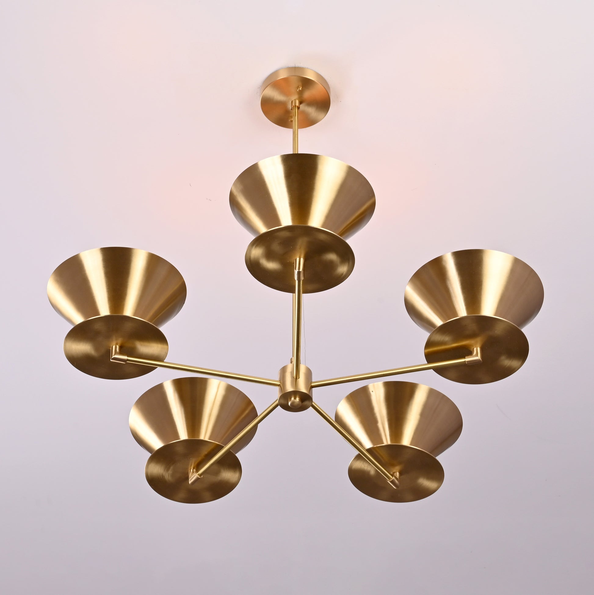 5 Arms Brass Pendant Sputnik Chandelier 27" Wide - 32256