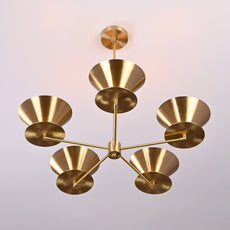 Brass Leaf Studio Industrial Brass Made, 5 Lights Brass Pendant Lamp Altona Sputnik Chandelier Light Fixture Brass Ceiling Designer Atomic Age Design