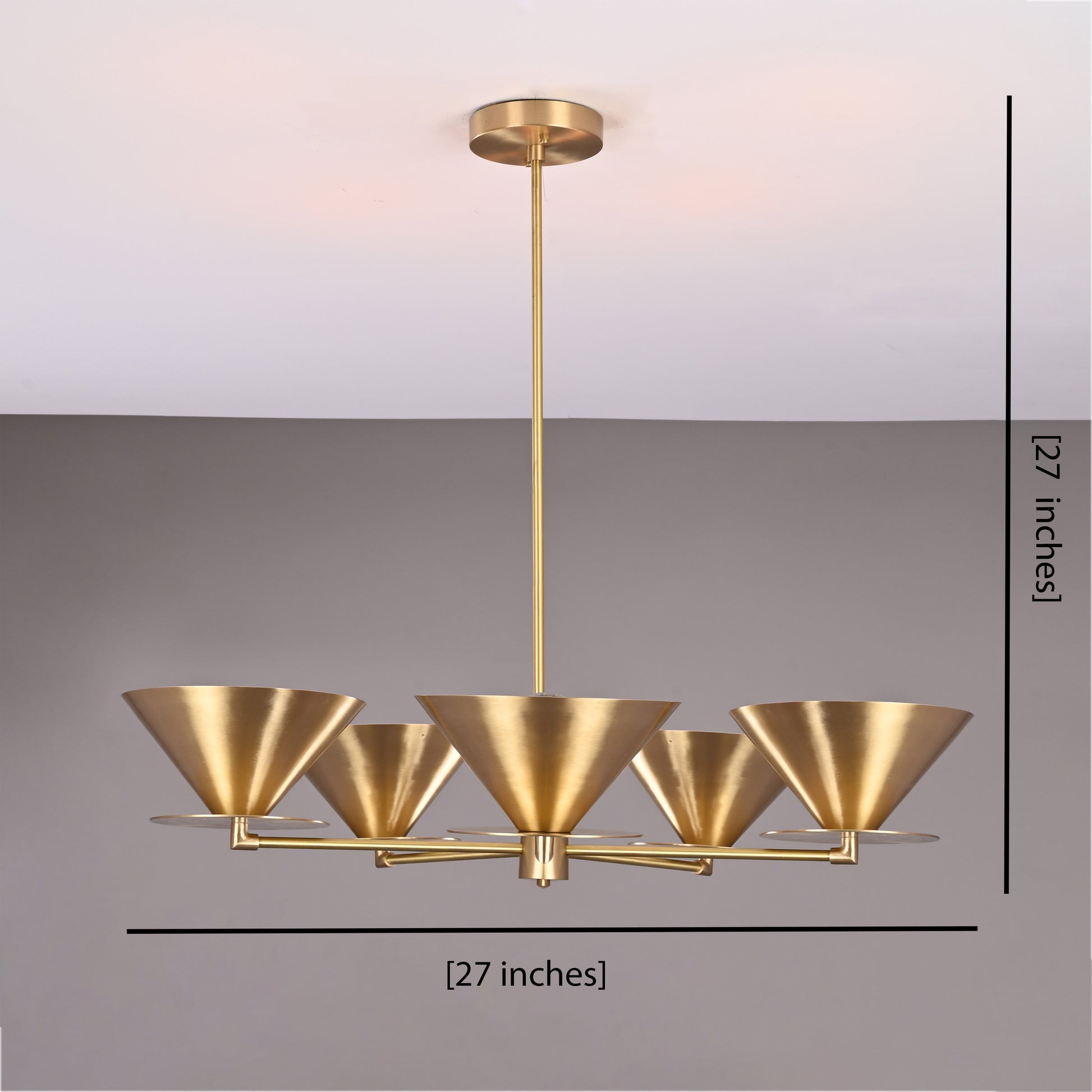 5 Arms Brass Pendant Sputnik Chandelier 27" Wide - 32256