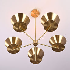 Brass Leaf Studio Industrial Brass Made, 5 Lights Brass Pendant Lamp Altona Sputnik Chandelier Light Fixture Brass Ceiling Designer Atomic Age Design