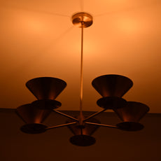Brass Leaf Studio Industrial Brass Made, 5 Lights Brass Pendant Lamp Altona Sputnik Chandelier Light Fixture Brass Ceiling Designer Atomic Age Design