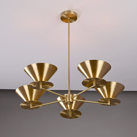 Brass Leaf Studio Industrial Brass Made, 5 Lights Brass Pendant Lamp Altona Sputnik Chandelier Light Fixture Brass Ceiling Designer Atomic Age Design