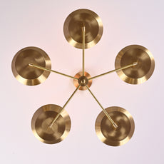 Brass Leaf Studio Industrial Brass Made, 5 Lights Brass Pendant Lamp Altona Sputnik Chandelier Light Fixture Brass Ceiling Designer Atomic Age Design