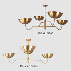 Brass Leaf Studio Industrial Brass Made, 4 Lights 4 Arms Brass Chandelier Modern Ceiling Pendant Light Made of Full Brass No Shadow Uplifting Light