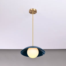 Industrial Brass Made, Brass Pendant Lamp Bedside Light Bistro Chandelier 1960's Minimalist Designer Suspended Corner Entrance Bar Counter Glass Ceiling Light