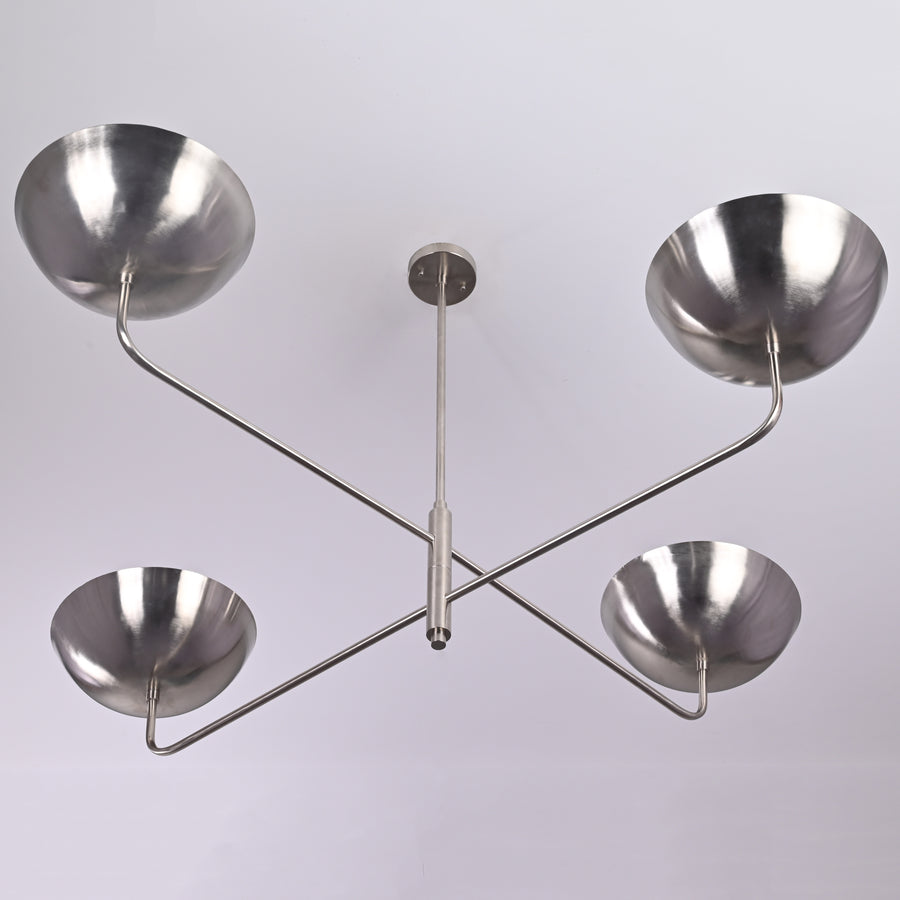 Modern Brass Chandelier – Customizable 4-Light Ceiling Fixture Uplifting Light | Handmade Lighting - 32267