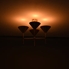 Modern Brass Chandelier – Customizable Four-Light Cone Pendant Light Fixture - 32269