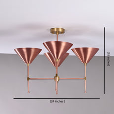 Modern Brass Chandelier – Customizable Four-Light Cone Pendant Light Fixture - 32269