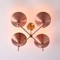 Modern Brass Chandelier – Customizable Four-Light Cone Pendant Light Fixture - 32269