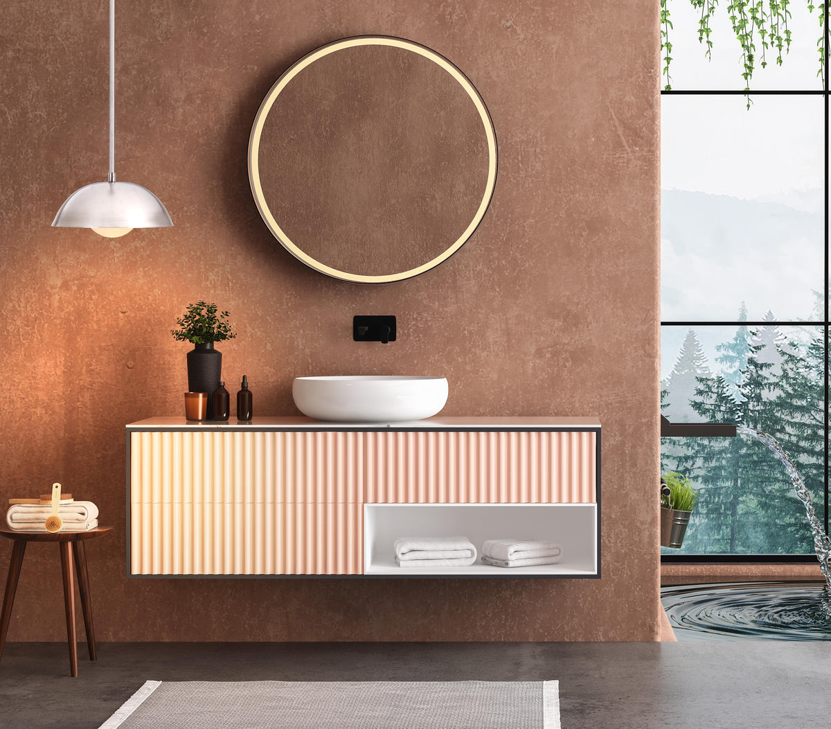 Modern Brushed Steel Pendant Light – Customizable Minimalist Dome Chandelier - 32276