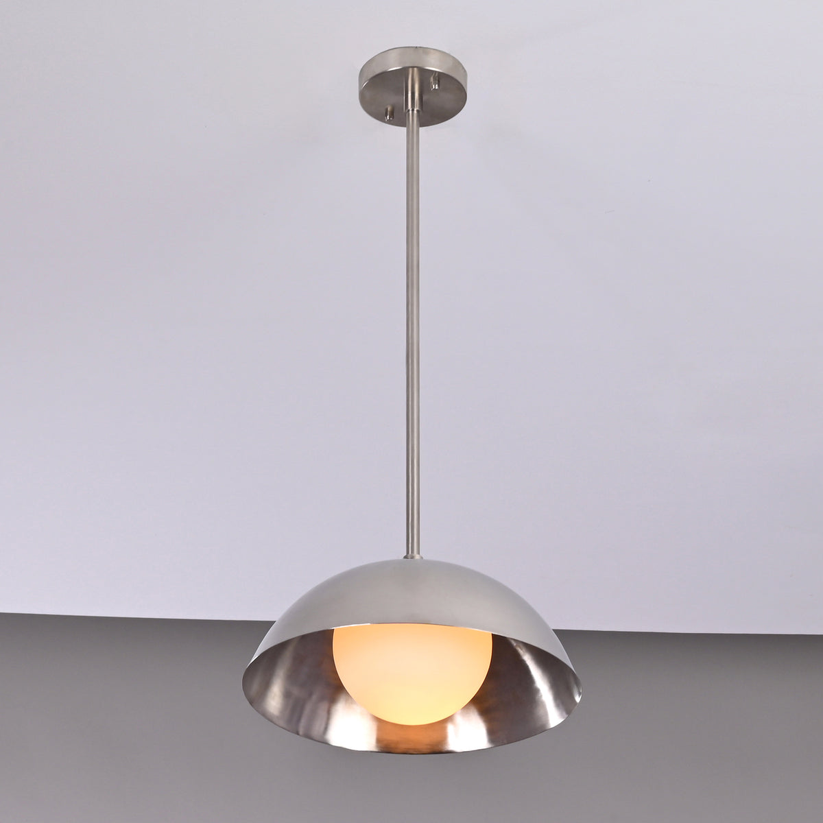 Modern Brushed Steel Pendant Light – Customizable Minimalist Dome Chandelier - 32276