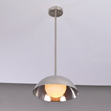 Modern Brushed Steel Pendant Light – Customizable Minimalist Dome Chandelier - 32276