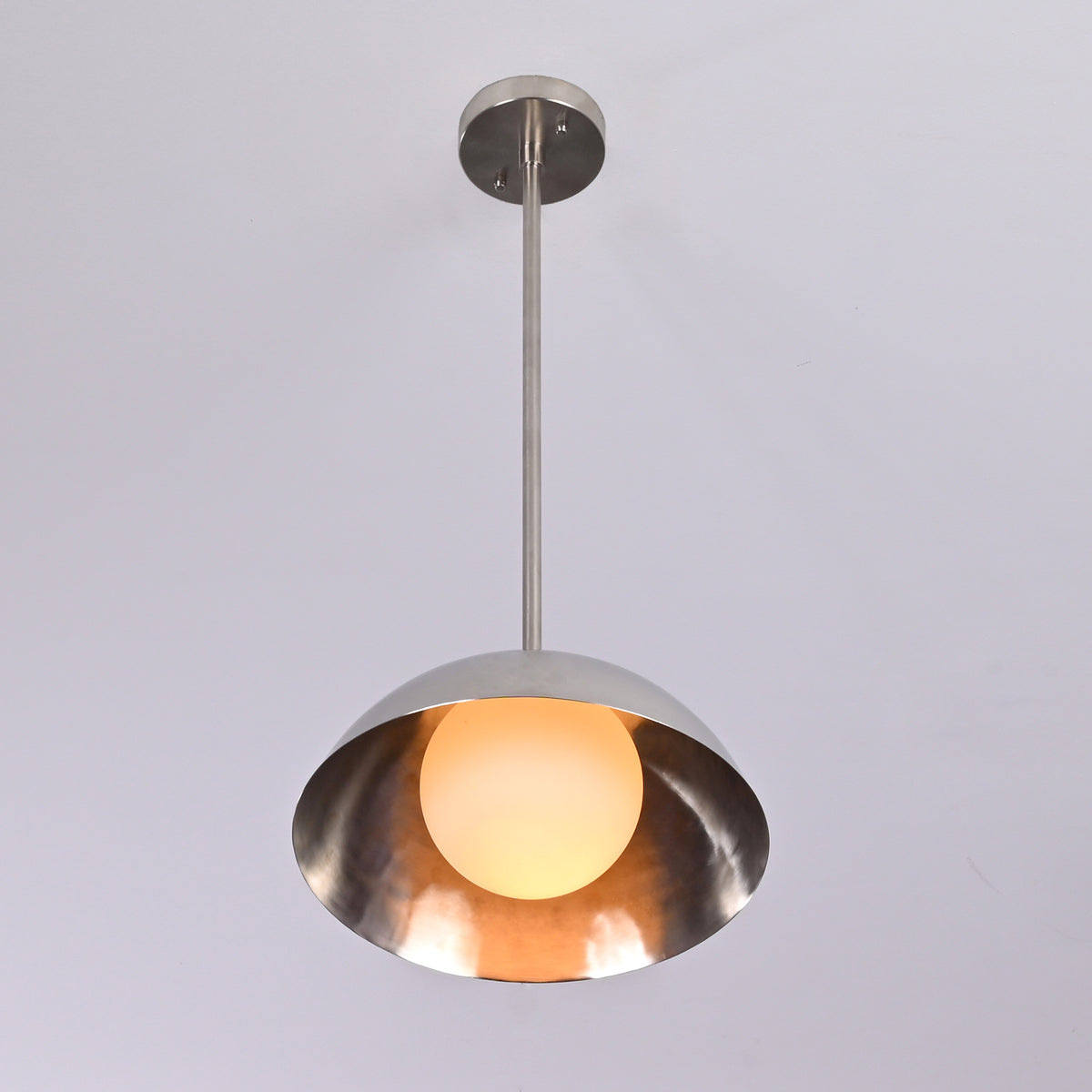 Modern Brushed Steel Pendant Light – Customizable Minimalist Dome Chandelier - 32276