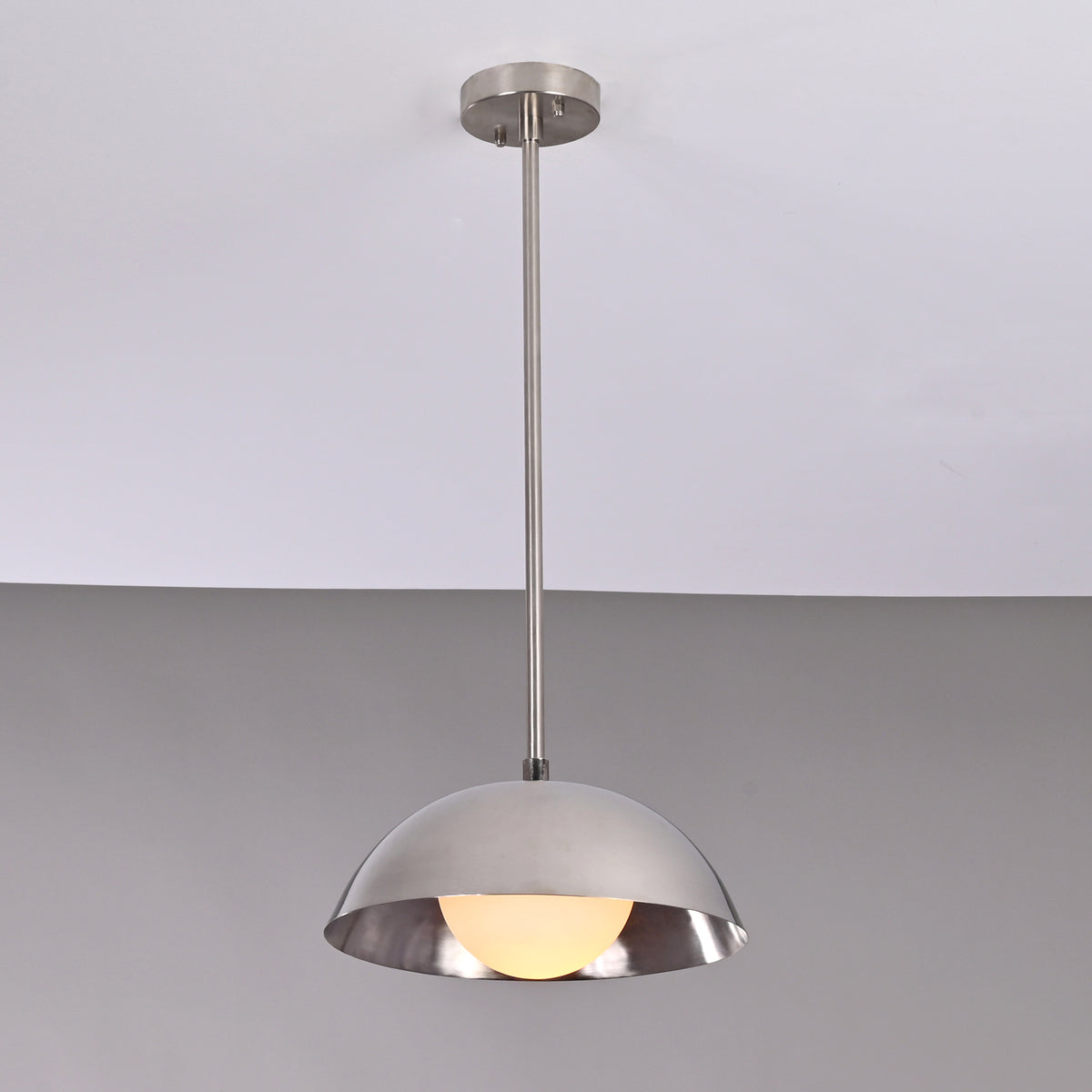 Modern Brushed Steel Pendant Light – Customizable Minimalist Dome Chandelier - 32276