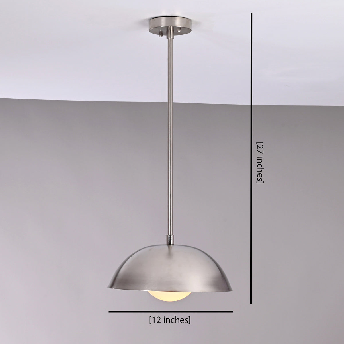 Modern Brushed Steel Pendant Light – Customizable Minimalist Dome Chandelier - 32276