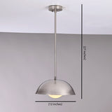 Modern Brushed Steel Pendant Light – Customizable Minimalist Dome Chandelier - 32276