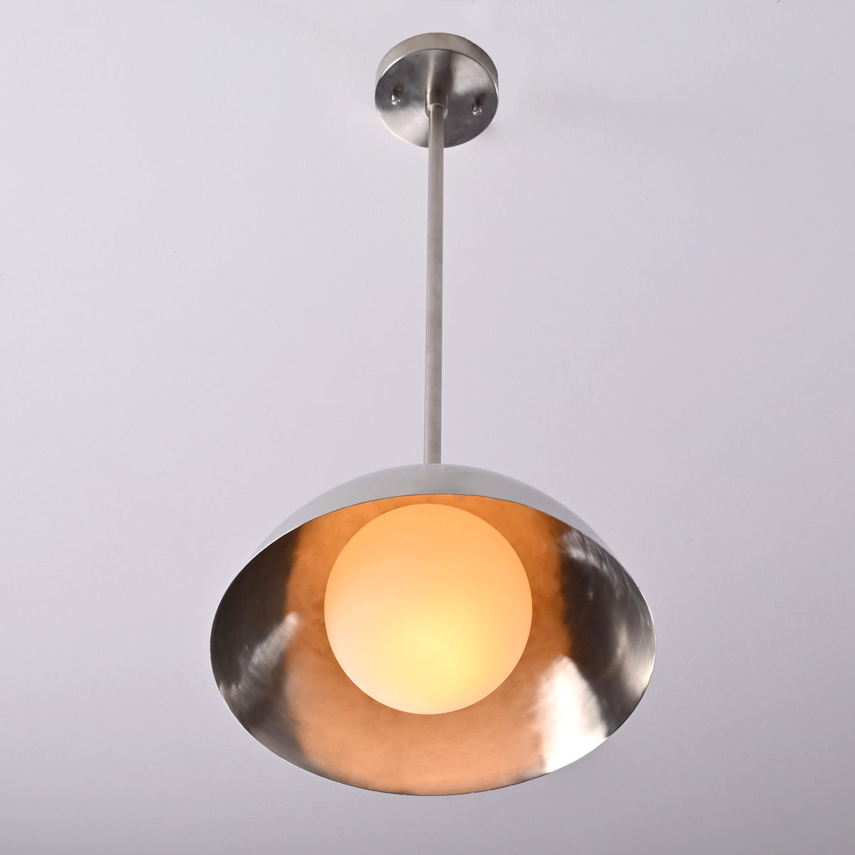 Modern Brushed Steel Pendant Light – Customizable Minimalist Dome Chandelier - 32276