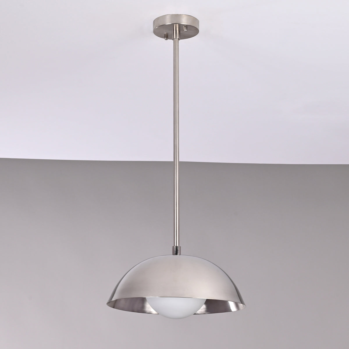 Modern Brushed Steel Pendant Light – Customizable Minimalist Dome Chandelier - 32276