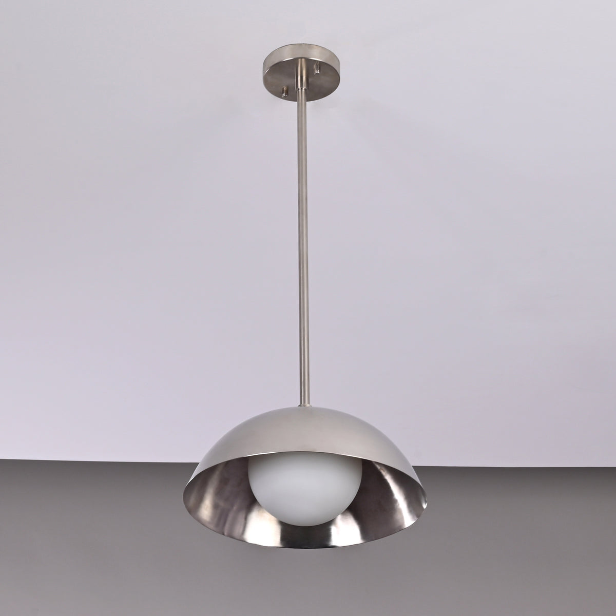 Modern Brushed Steel Pendant Light – Customizable Minimalist Dome Chandelier - 32276