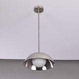 Modern Brushed Steel Pendant Light – Customizable Minimalist Dome Chandelier - 32276