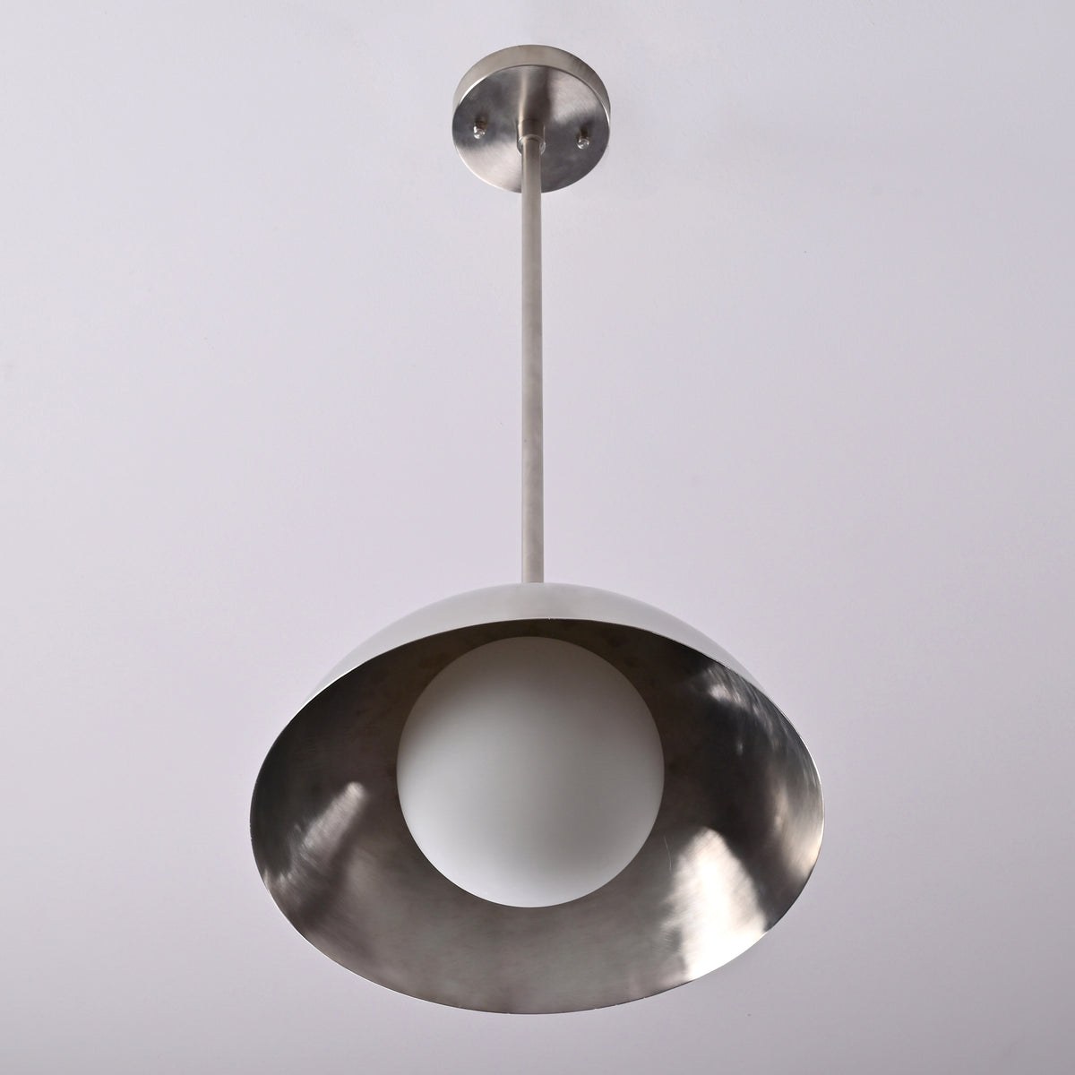 Modern Brushed Steel Pendant Light – Customizable Minimalist Dome Chandelier - 32276