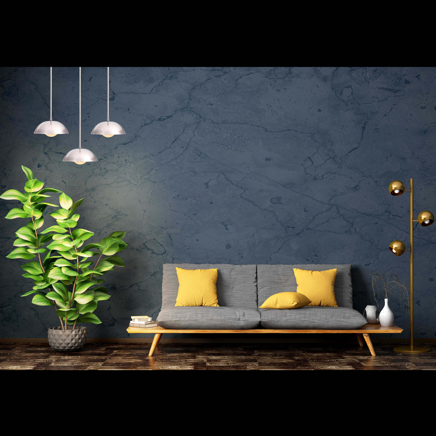 Modern Brushed Steel Pendant Light – Customizable Minimalist Dome Chandelier - 32276