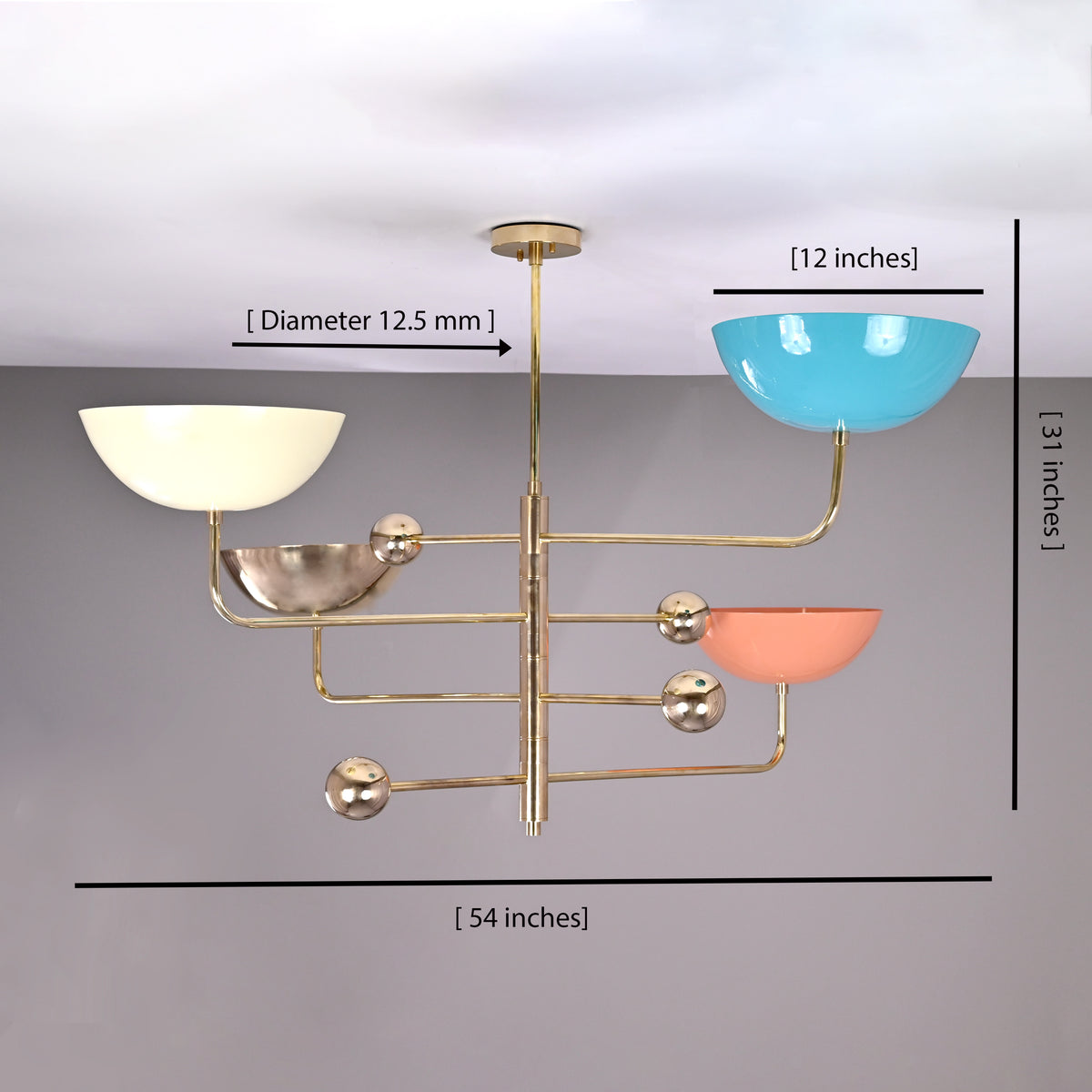 Custom 4-Light Uplight Chandelier | Brass or Copper Finish Painted or Patina Options - 32279