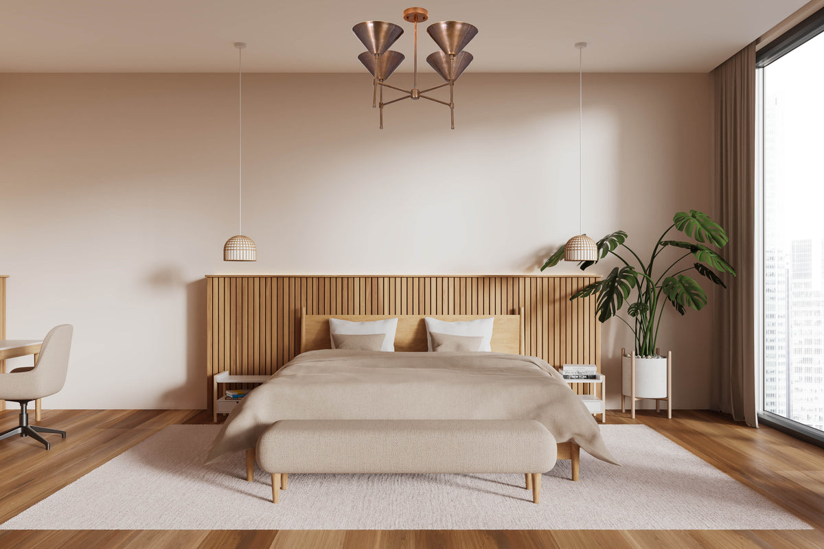 Barcelona Apex  -  Uplifting Brass Chandelier - 4 Lights - 32282