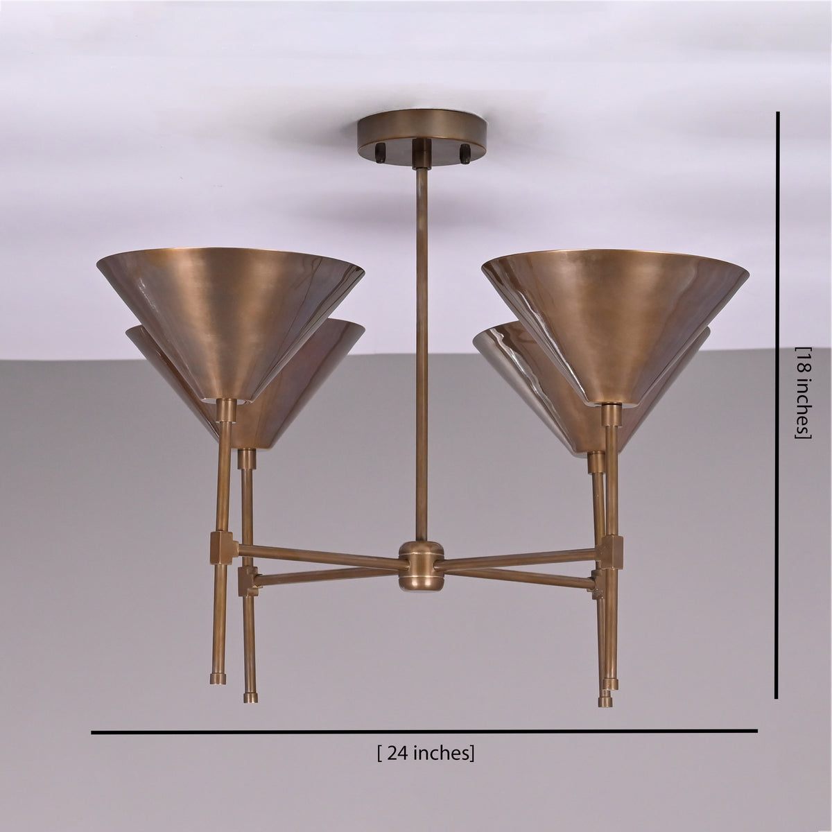 Barcelona Apex  -  Uplifting Brass Chandelier - 4 Lights - 32282