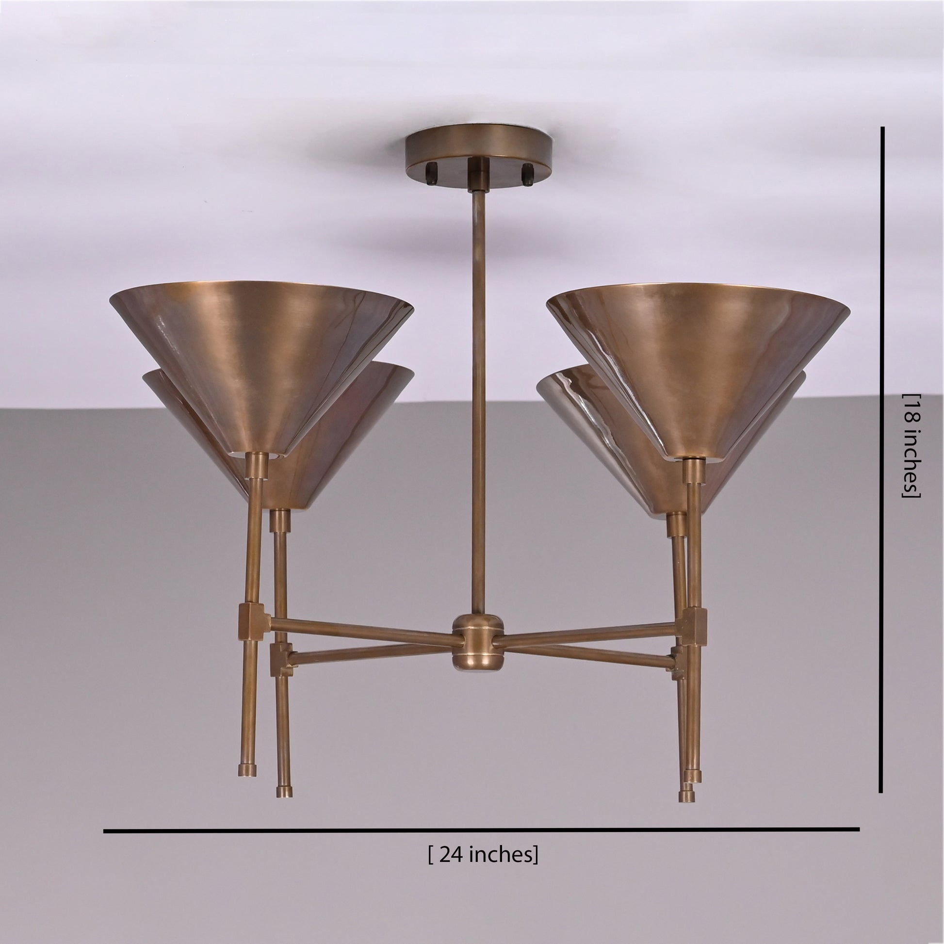 4 Lights Brass Pendant Lamp 24" Wide - 32282