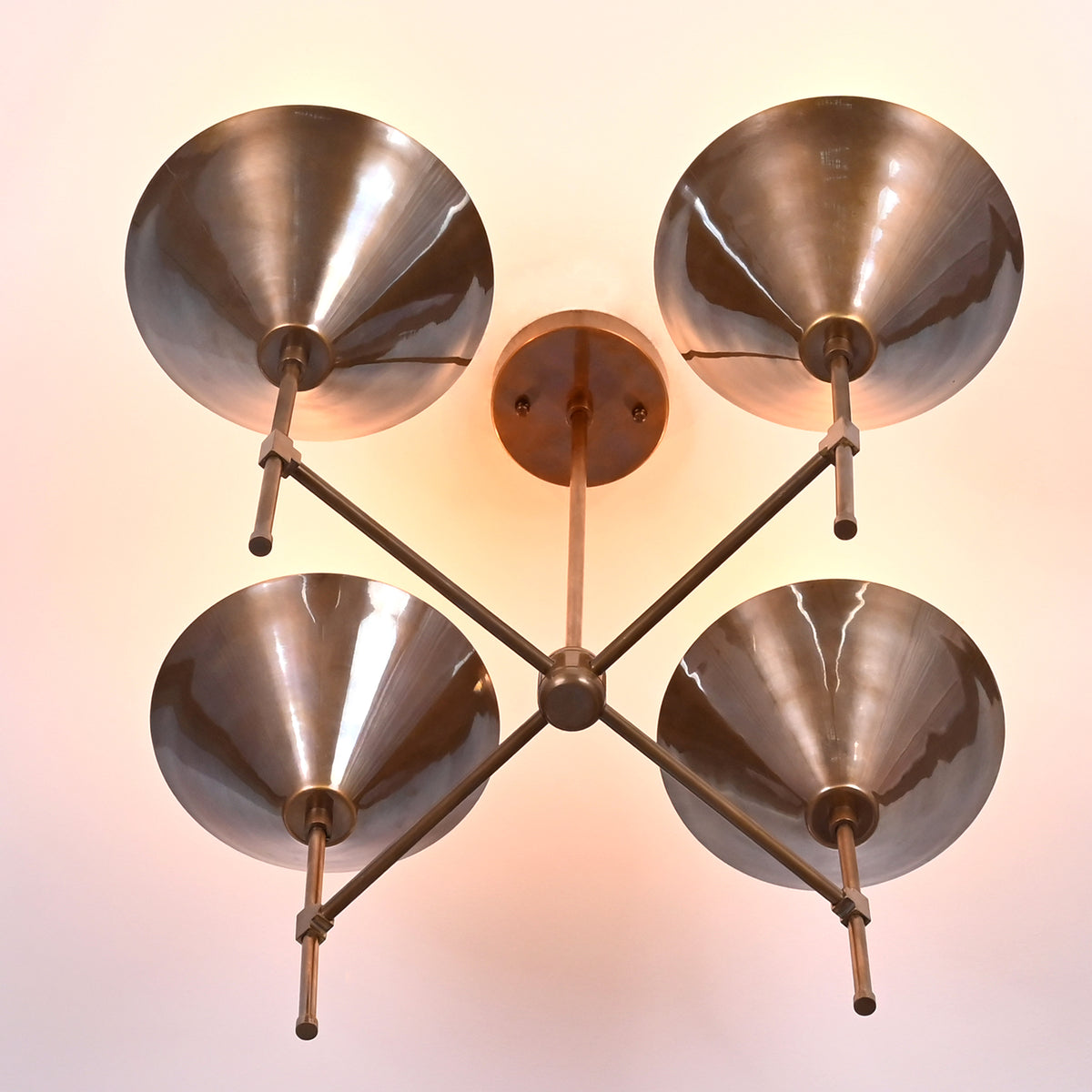 Barcelona Apex  -  Uplifting Brass Chandelier - 4 Lights - 32282