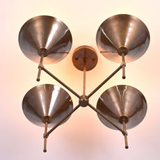 Modern Brass Chandelier – Customizable Four-Light Cone Pendant Light Fixture - 32282