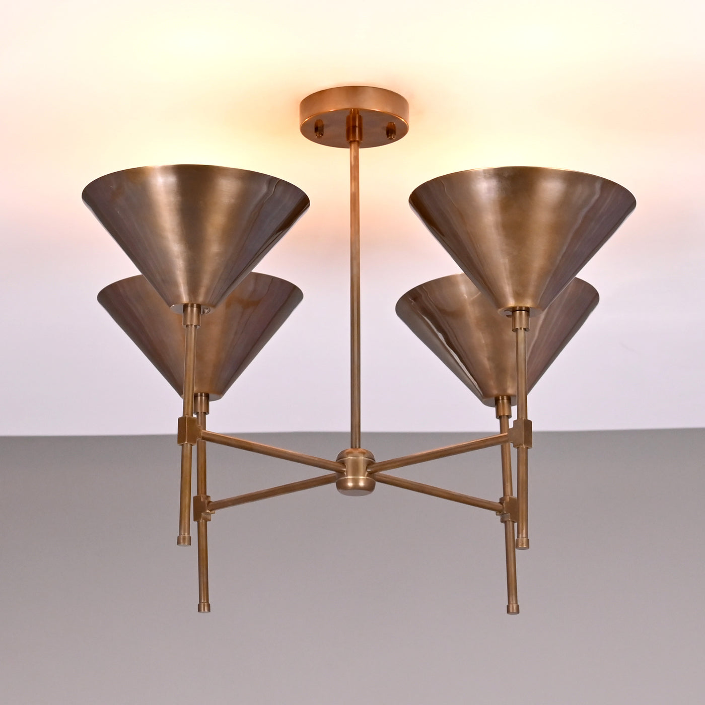 Barcelona Apex  -  Uplifting Brass Chandelier - 4 Lights - 32282