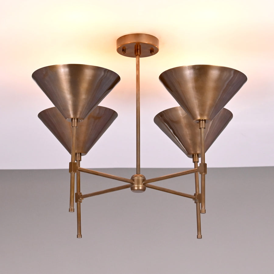 Barcelona Apex  -  Uplifting Brass Chandelier - 4 Lights - 32282