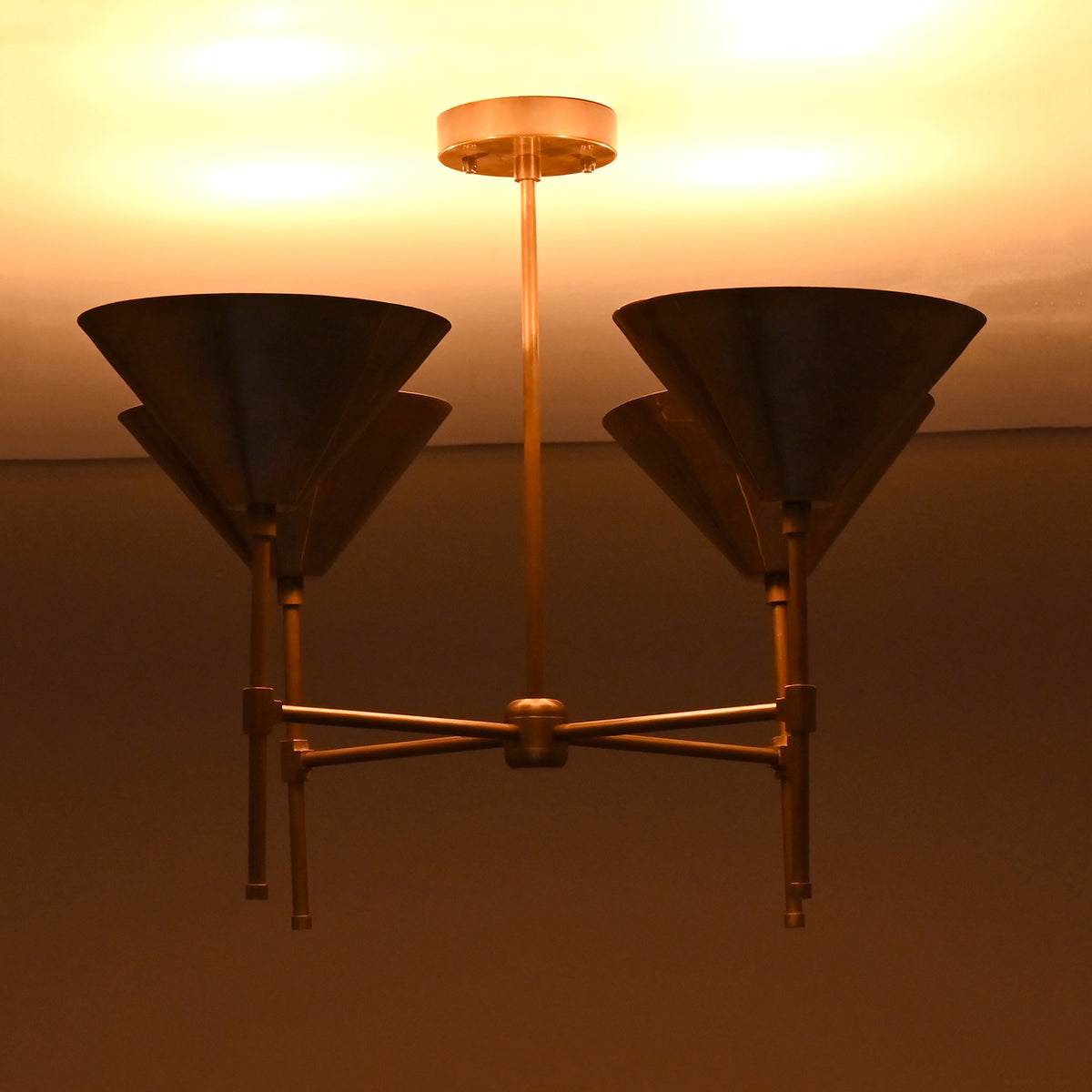 Barcelona Apex  -  Uplifting Brass Chandelier - 4 Lights - 32282