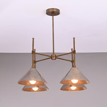 Modern Industrial 4-Light Brass Chandelier | Customizable Pendant Lighting Fixture Natural Patina, Lacquer Finish - 32283