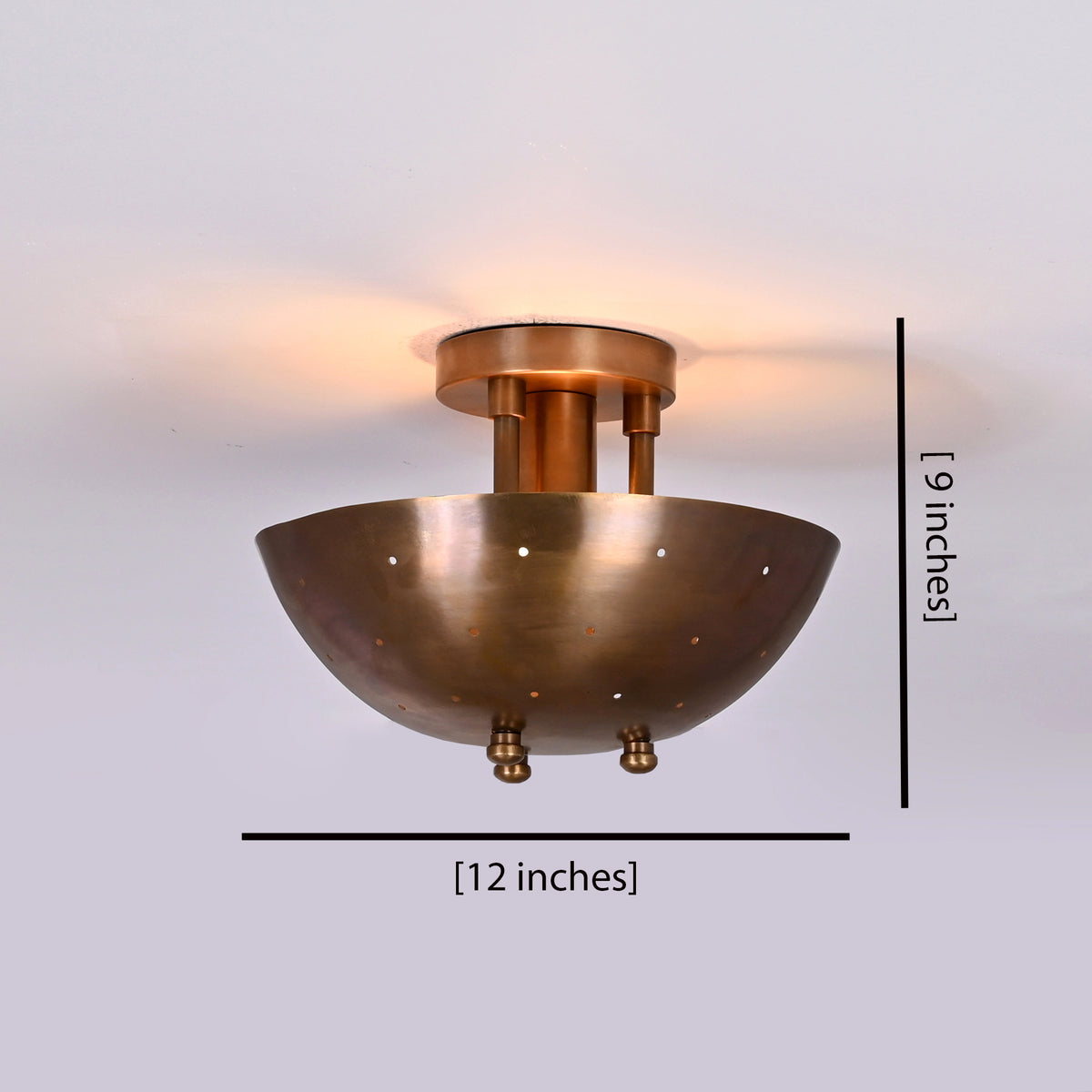 Modern Flush Mount Dome Light | Custom Brass or Painted Finish Uplight Ceiling Fixture - 32287