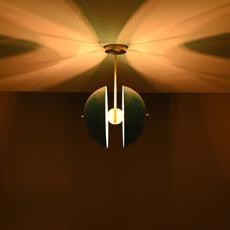 Brass Leaf Studio Industrial Brass Made, Brass Pendant Lamp Uplifting Drum Light Bistro Ambience Glare Chandelier 1960's Minimalist Designer Suspended Light