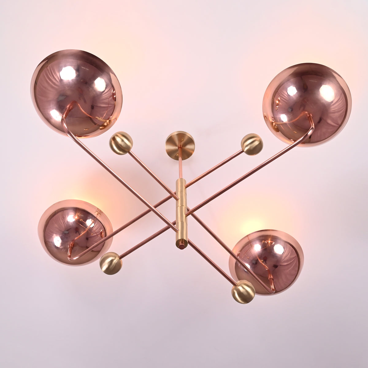 Custom 4-Light Uplight Chandelier | Brass or Copper Finish Painted or Patina Options - 32290