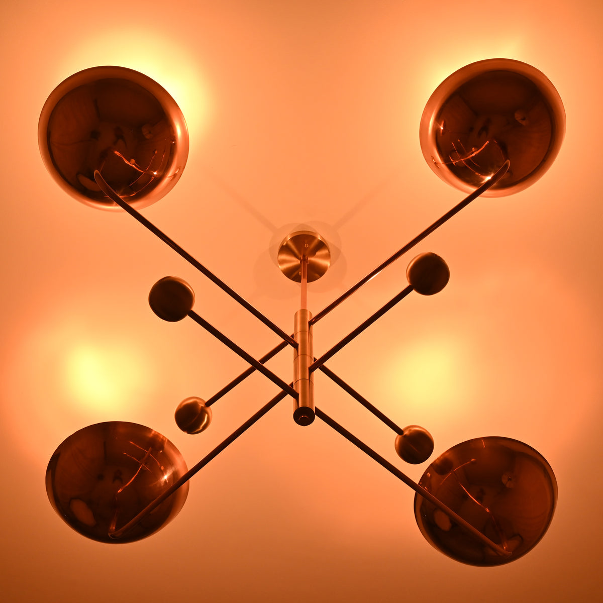Custom 4-Light Uplight Chandelier | Brass or Copper Finish Painted or Patina Options - 32290