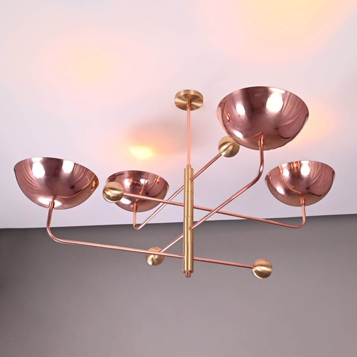 Custom 4-Light Uplight Chandelier | Brass or Copper Finish Painted or Patina Options - 32290