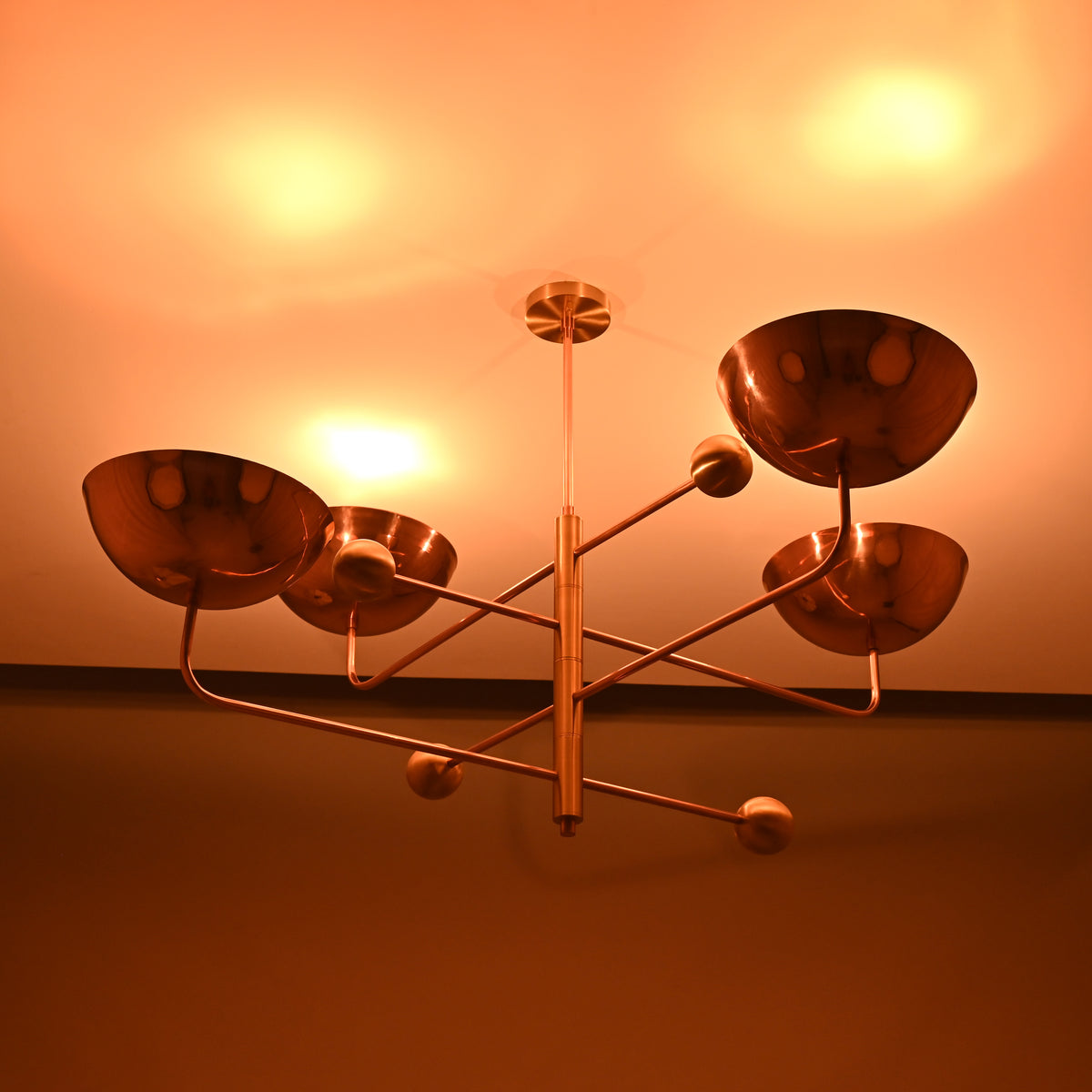 Custom 4-Light Uplight Chandelier | Brass or Copper Finish Painted or Patina Options - 32290