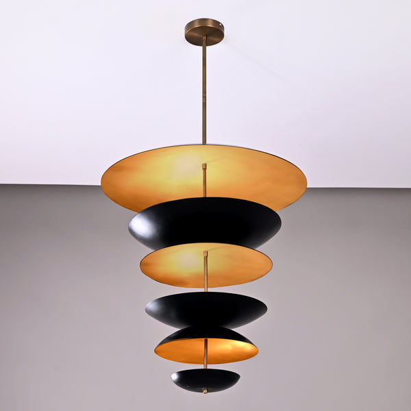 9 Lights Large Brass Disk Pendant Lamp 24" Wide - 32291