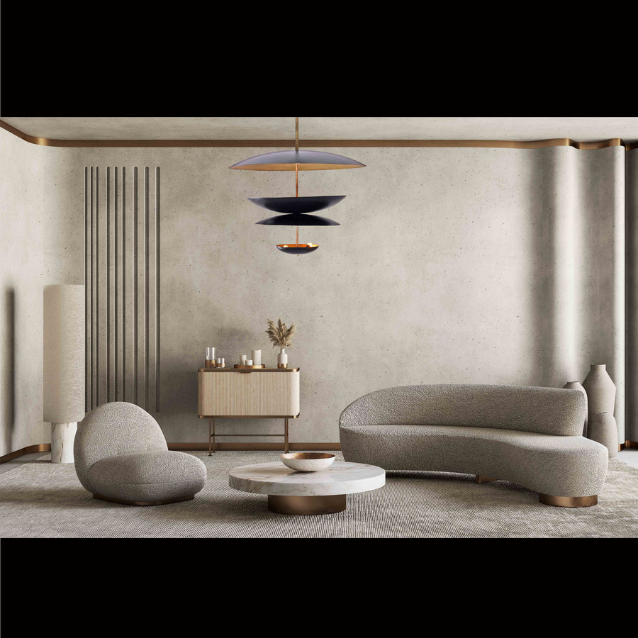 Modern Mid-Century Pendant Light | Custom Brass Chandelier | Handmade Dome Ceiling Light Fixture Adjustable Size & Finish | Patina Copper Lighting - 32292