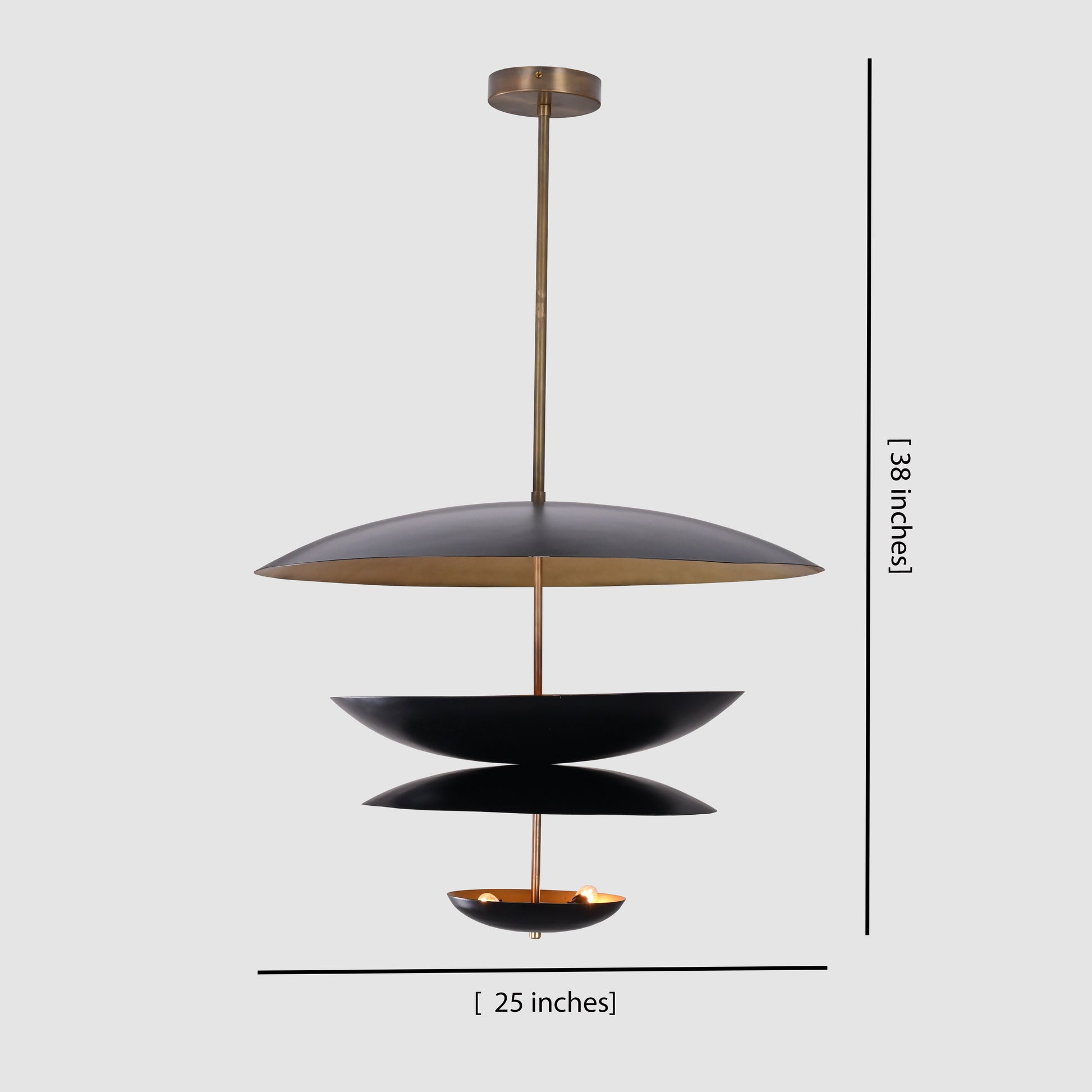 6 Lights Large Brass Disk Pendant Lamp 24" Wide - 32292