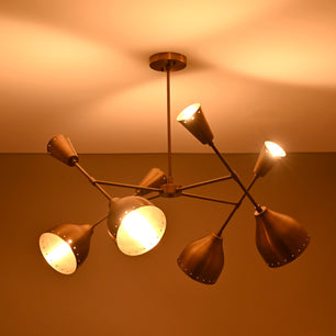 4 Arms Diabolo Style Brass Pendant Lamp 29