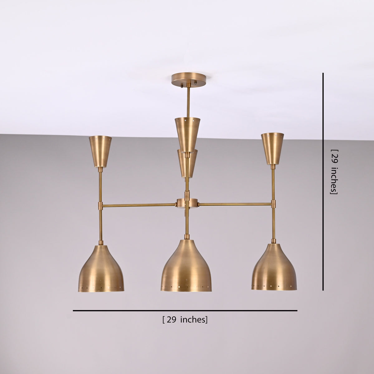 Diabolo Style 8-Light Brass Chandelier | Two-Way Light Mid-Century Modern | Custom Finish Available - 32293