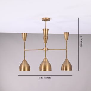 4 Arms Diabolo Style Brass Pendant Lamp 29