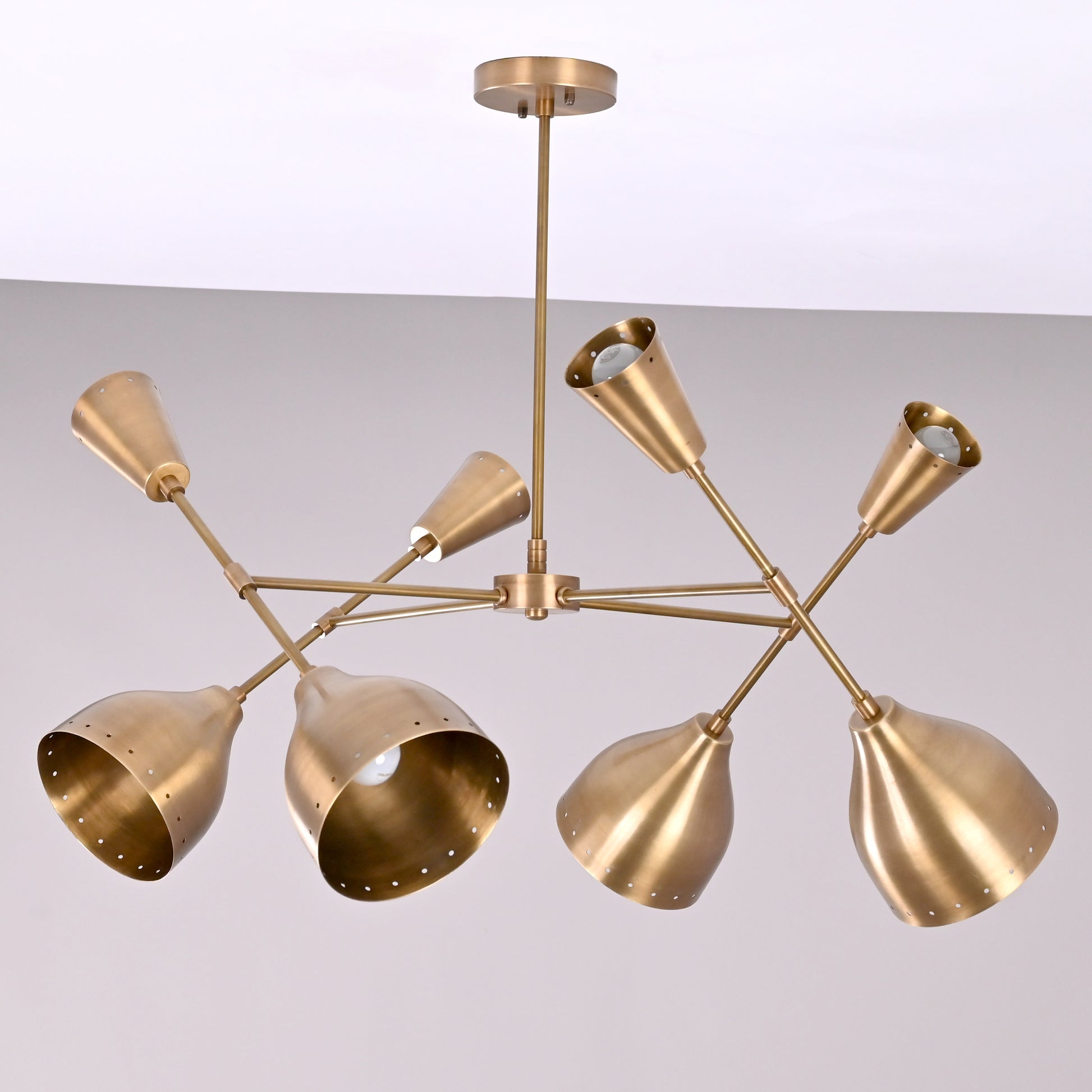 4 Arms Diabolo Style Brass Pendant Lamp 29" Wide - 32293