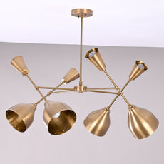 Diabolo Style 8-Light Brass Chandelier | Two-Way Light Mid-Century Modern | Custom Finish Available - 32293